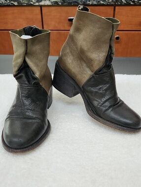 LD Tuttle Two-Tone Leather Snap Booties - Made in Italy